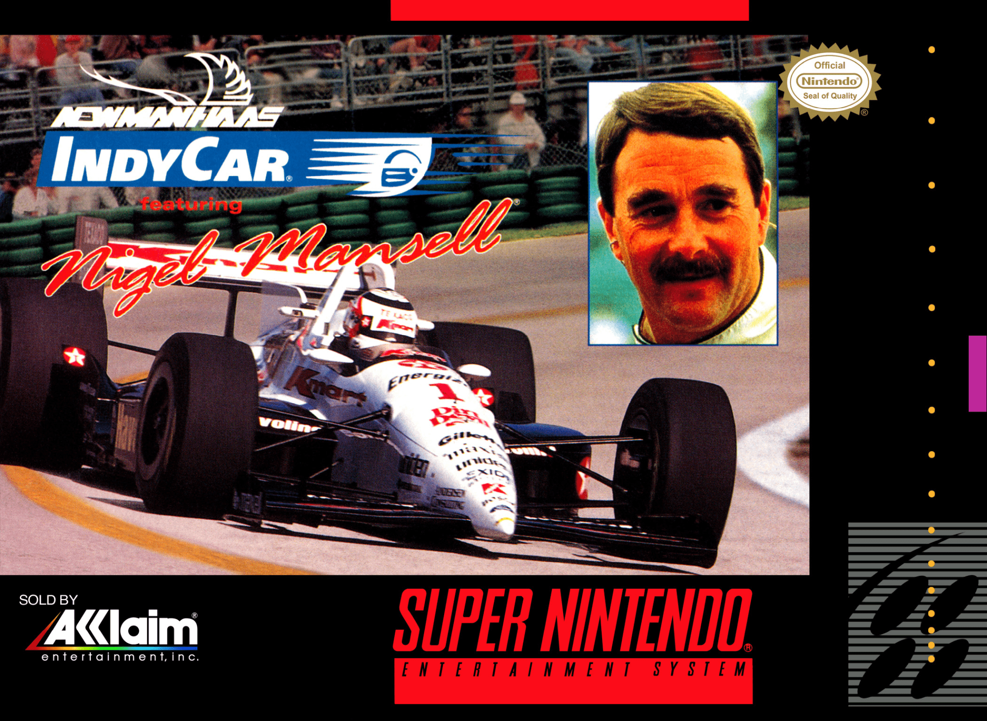 Newman-Haas IndyCar box art for Super Nintendo